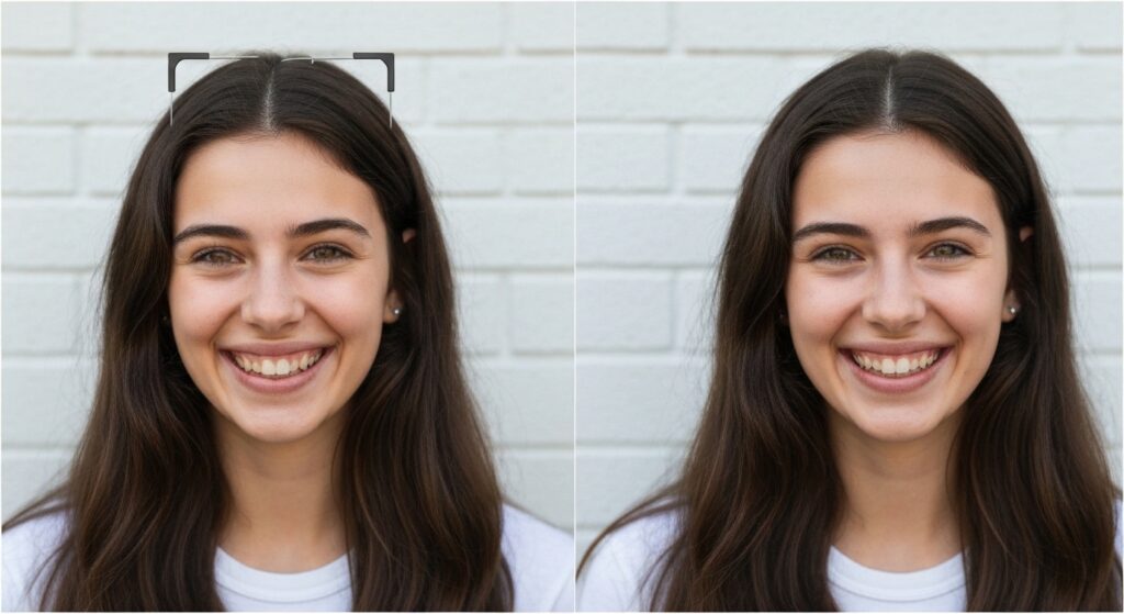 Comparação lado a lado de aparelho ortodôntico tradicional e alinhadores invisíveis