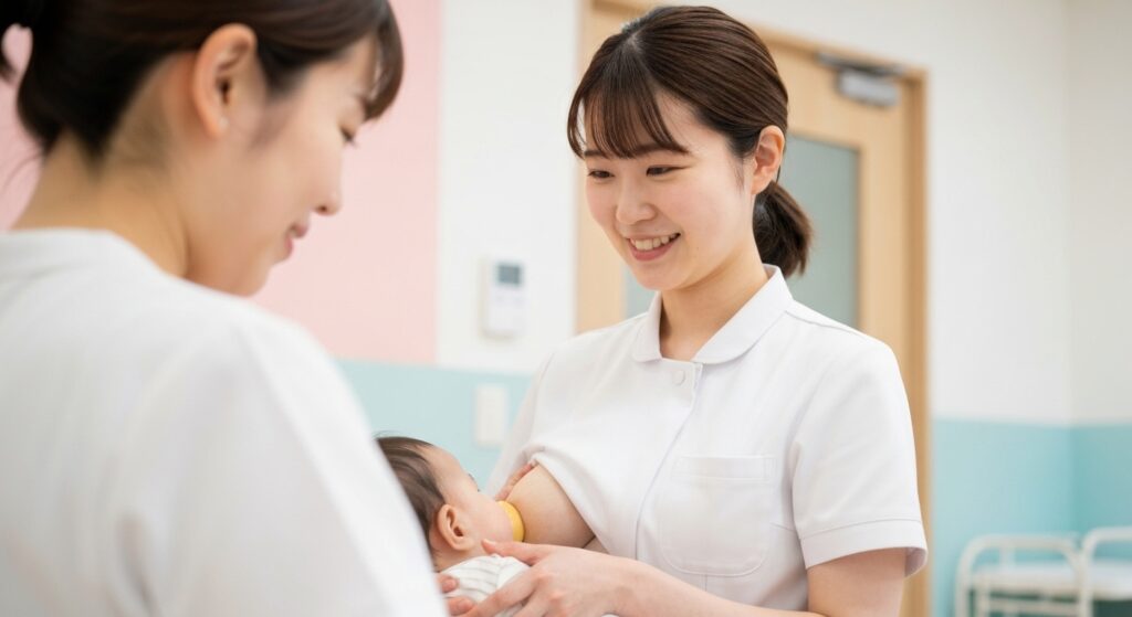Bebê amamentando com sucesso após procedimento odontológico