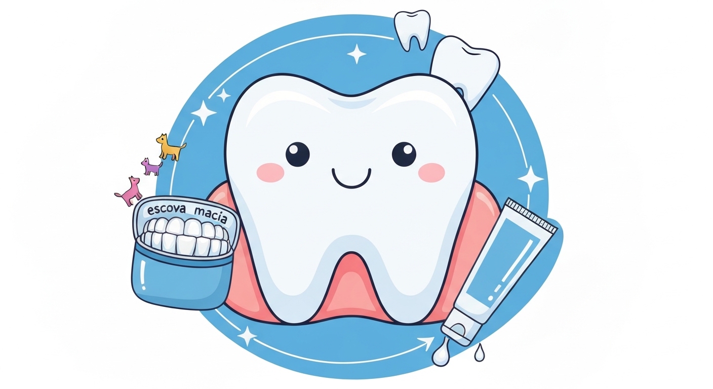 Dente infantil com esmalte forte e protegido, simbolizando saúde bucal