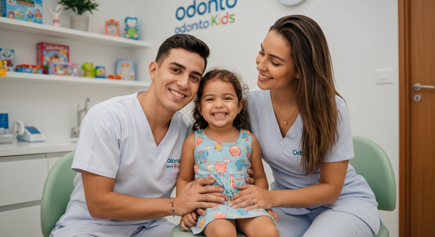Criança feliz em consulta odontológica na Odonto Kids Sergipe