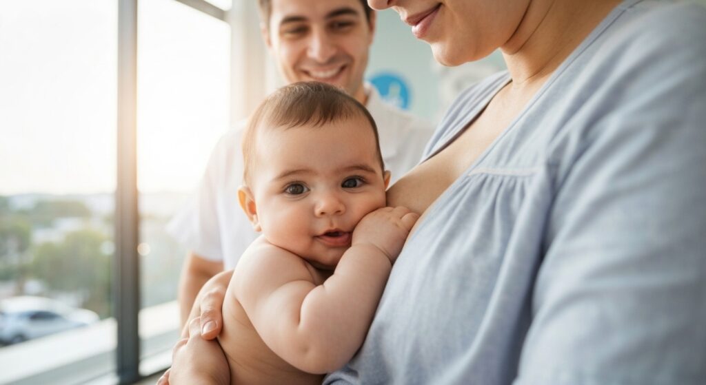 Bebê amamentando com sucesso após frenectomia na OdontoKids Sergipe