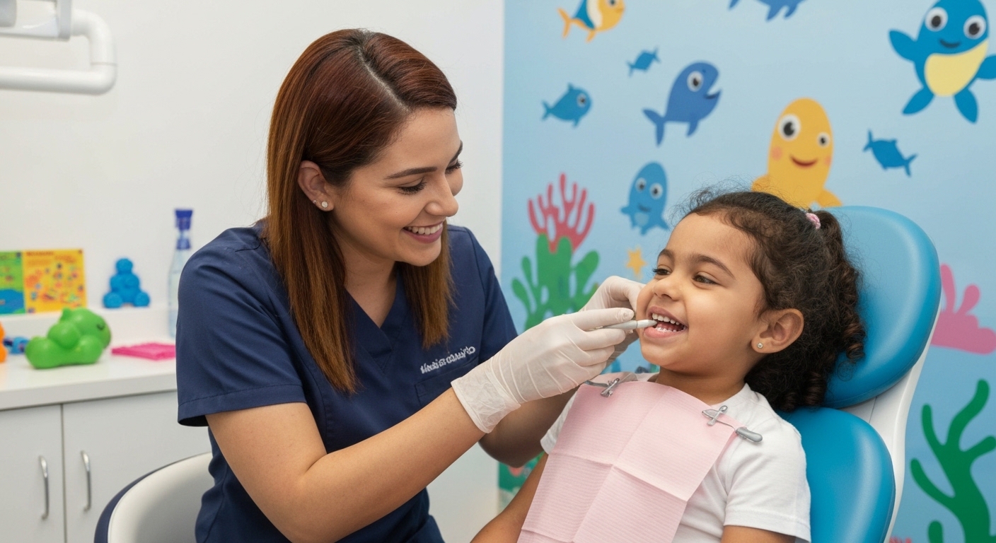 Criança sorrindo no dentista, Odonto Kids Sergipe