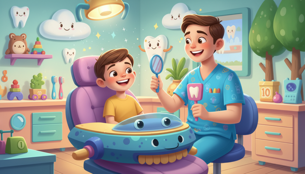 Criança sorrindo feliz após tratamento estético odontológico