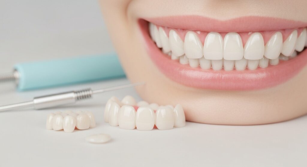 Dentes com esmalte dental saudável e brilhante.