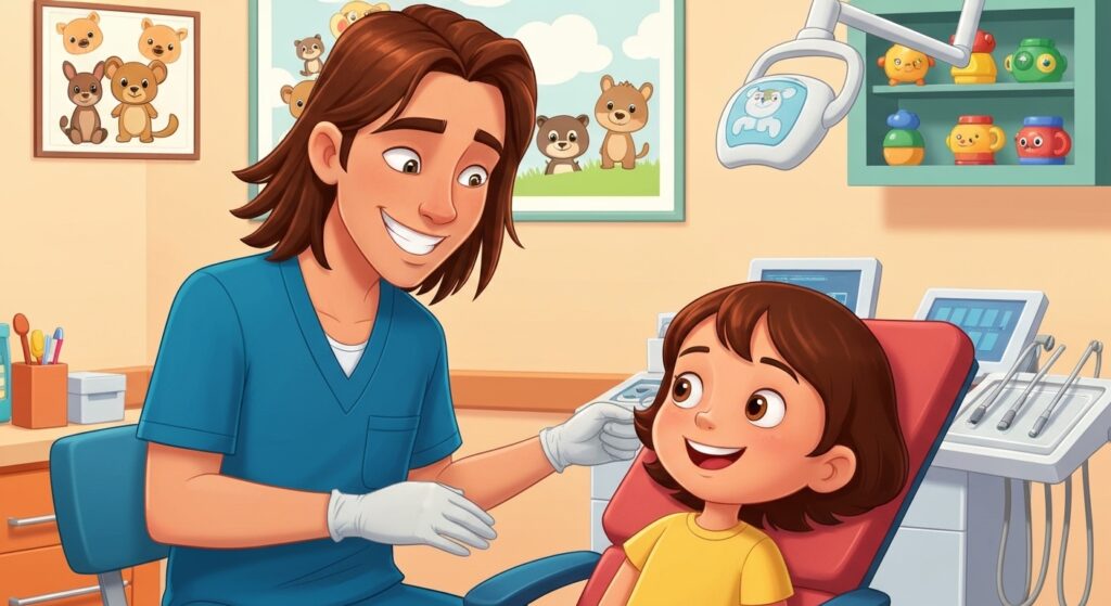 Odontopediatra examinando uma criança em clínica infantil em Sergipe