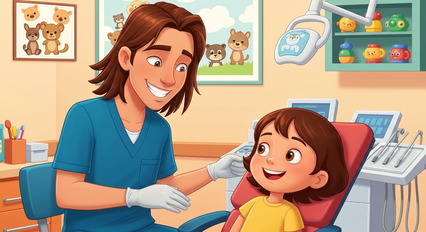 Odontopediatra examinando uma criança em clínica infantil em Sergipe