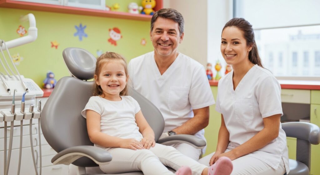 Criança feliz durante tratamento odontológico na Odonto Kids Sergipe