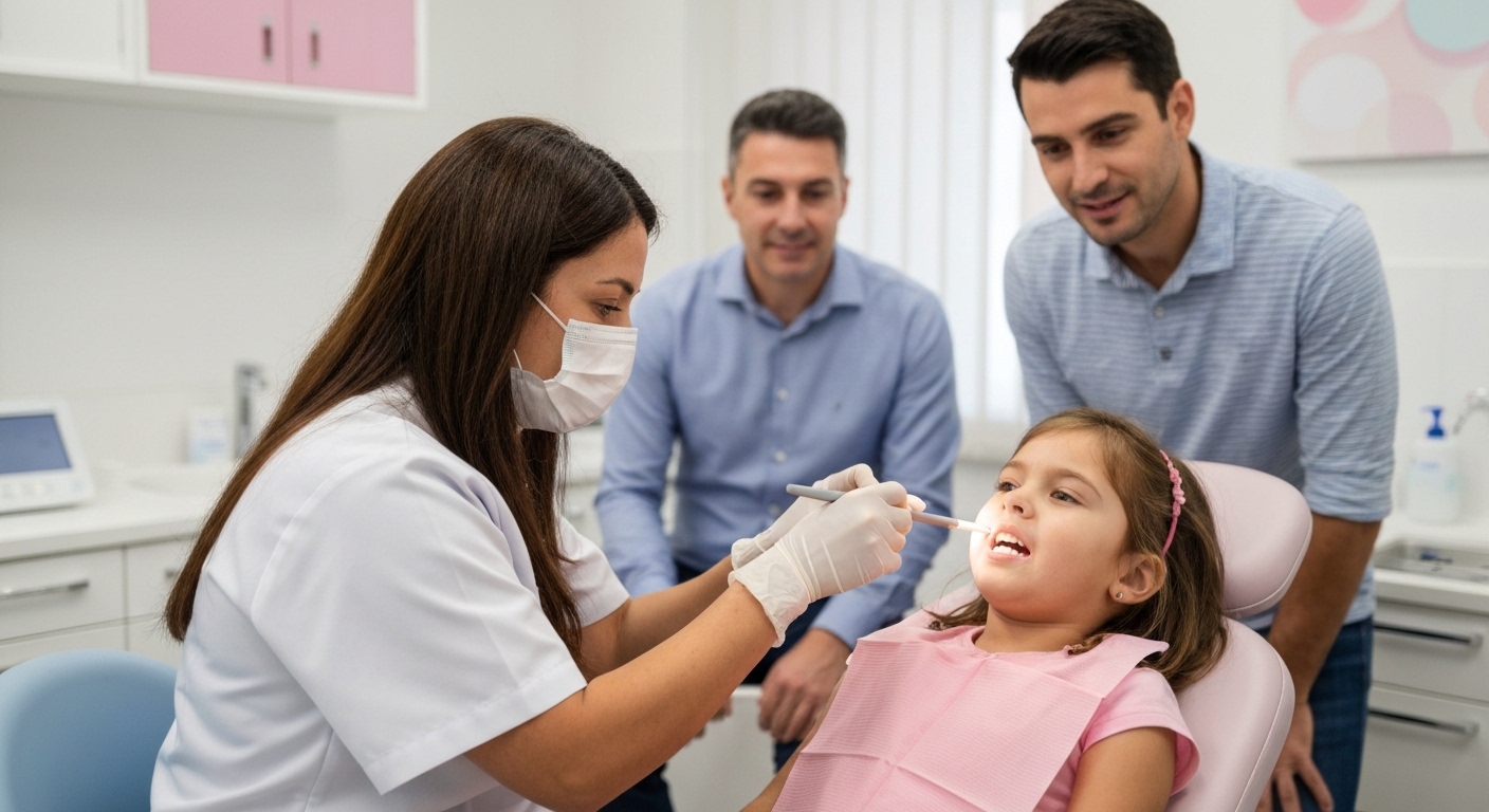 Odontopediatra realizando tratamento de canal em criança com cuidado e tecnologia.